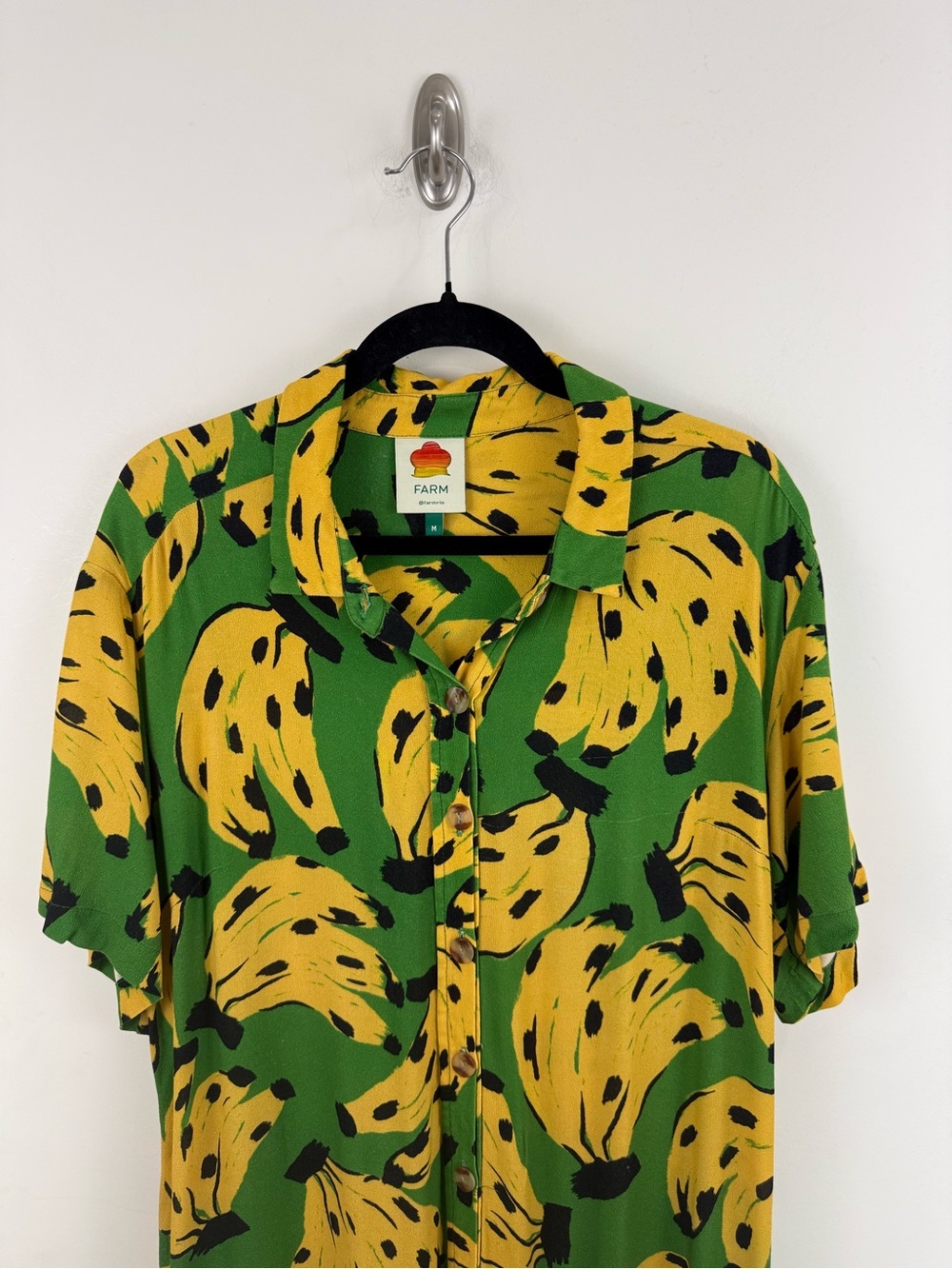 Farm Rio Bossa Banana Jumpsuit Size M Novelty Print Green Tropical Vacation RARE - Picture 4 of 16